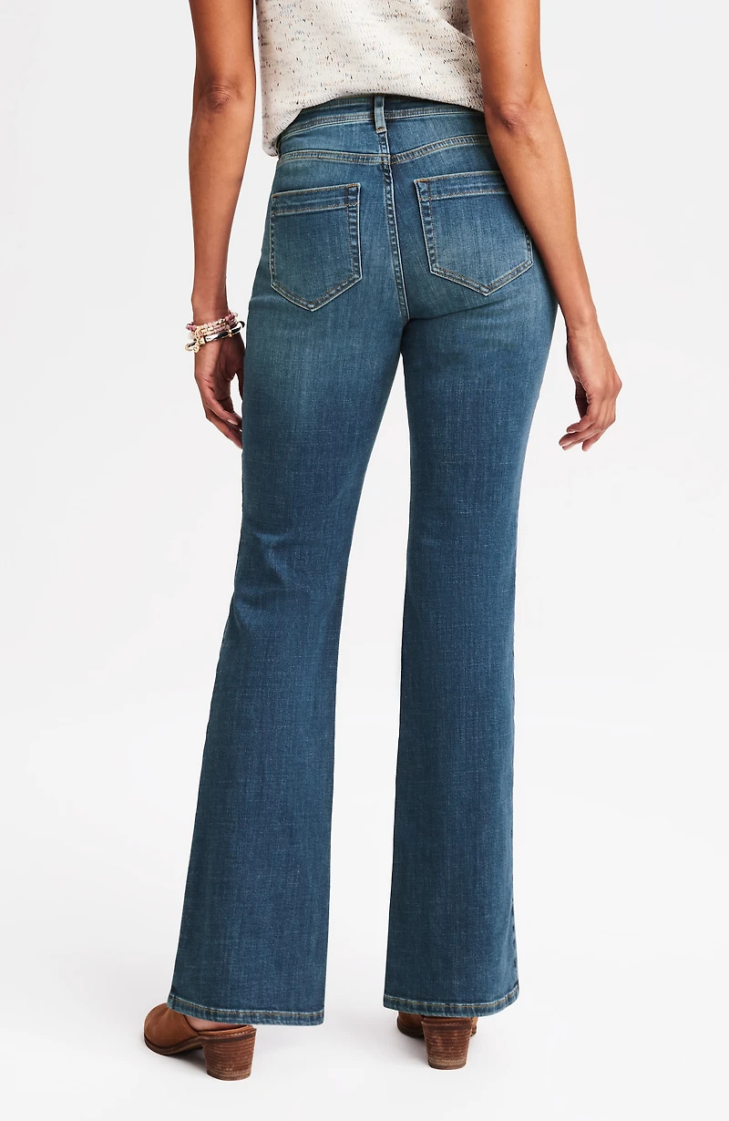 curvy-fit curved-pocket flare jeans