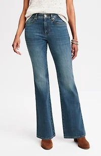 curvy-fit curved-pocket flare jeans