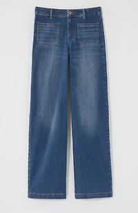 patch-pocket wide-leg jeans