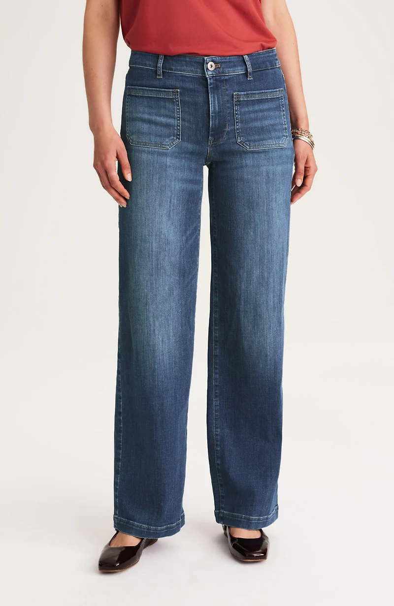 patch-pocket wide-leg jeans
