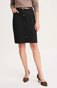 ponte button-front skirt