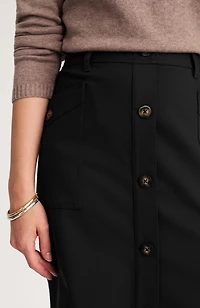 ponte button-front skirt