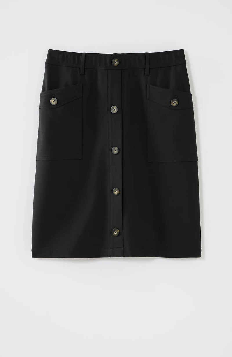 ponte button-front skirt