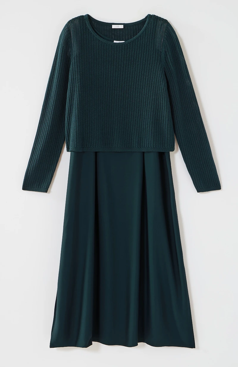 mixed-media two-piece sweater dress