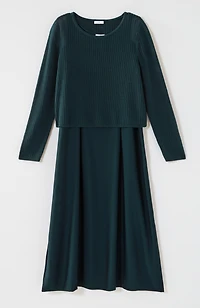 mixed-media two-piece sweater dress