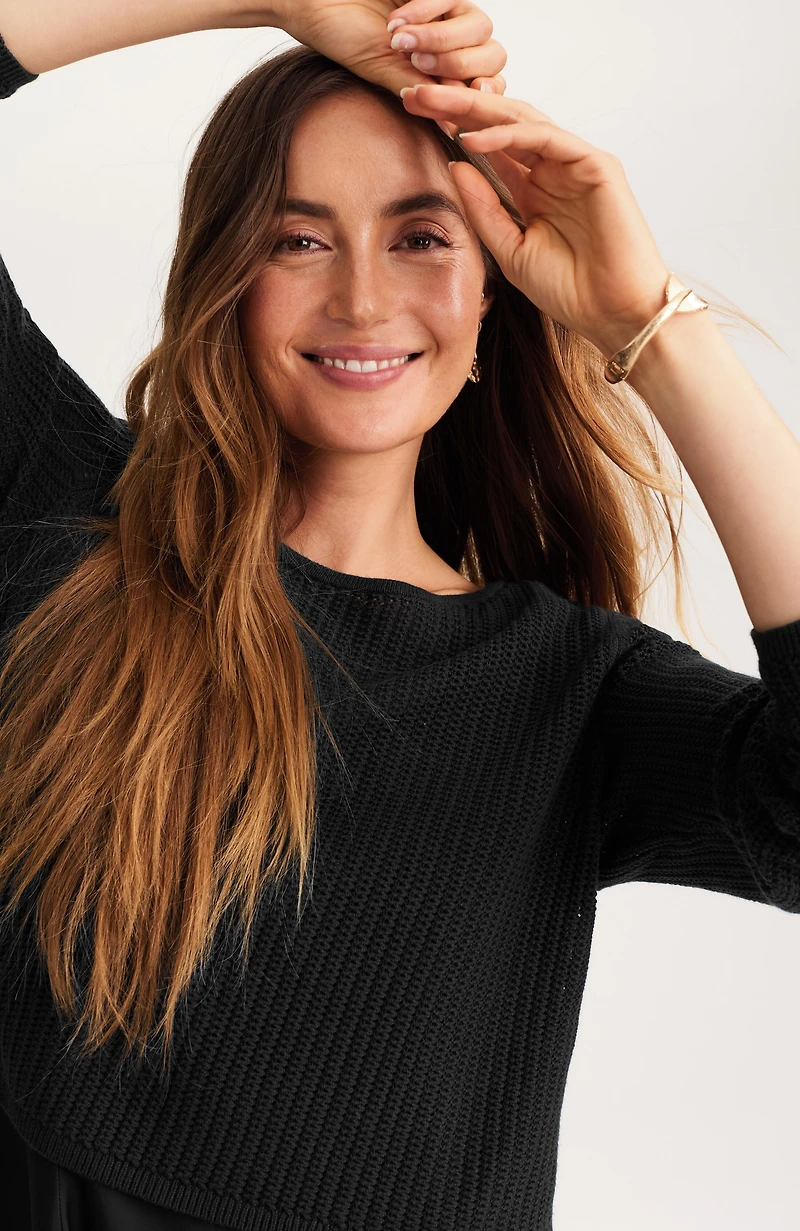 mixed-media two-piece sweater dress