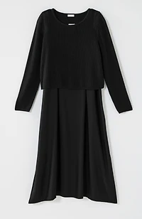 mixed-media two-piece sweater dress