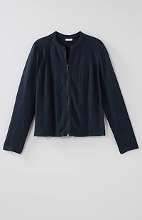 mixed-gauze garment-washed jacket