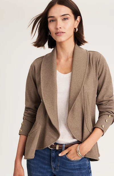 knit flounced-hem jacket