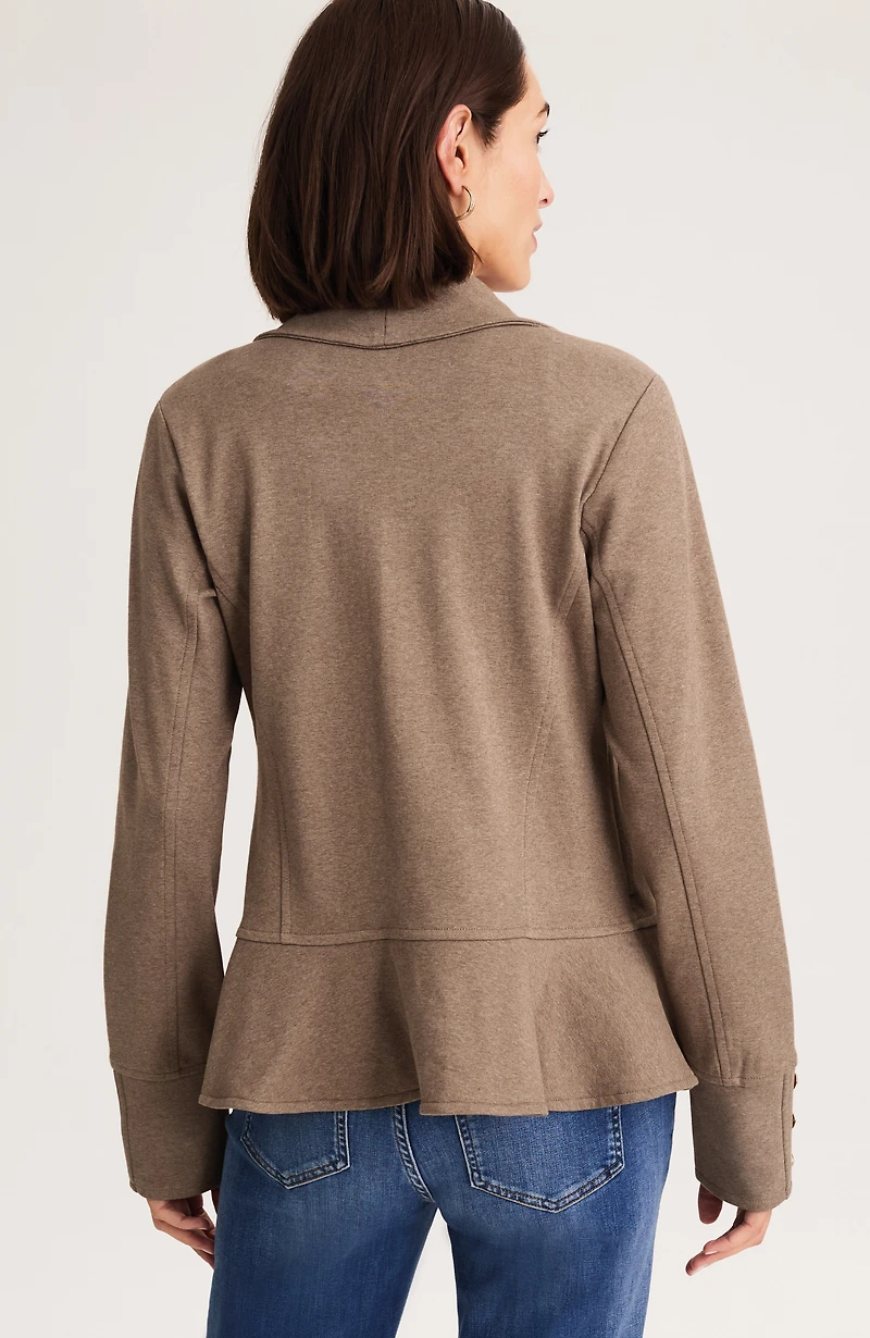 knit flounced-hem jacket