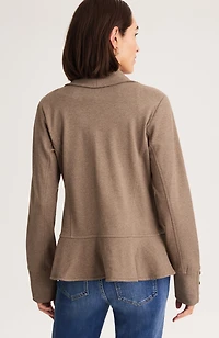 knit flounced-hem jacket