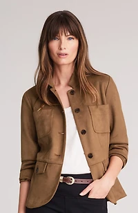 faux-suede patch-pocket jacket