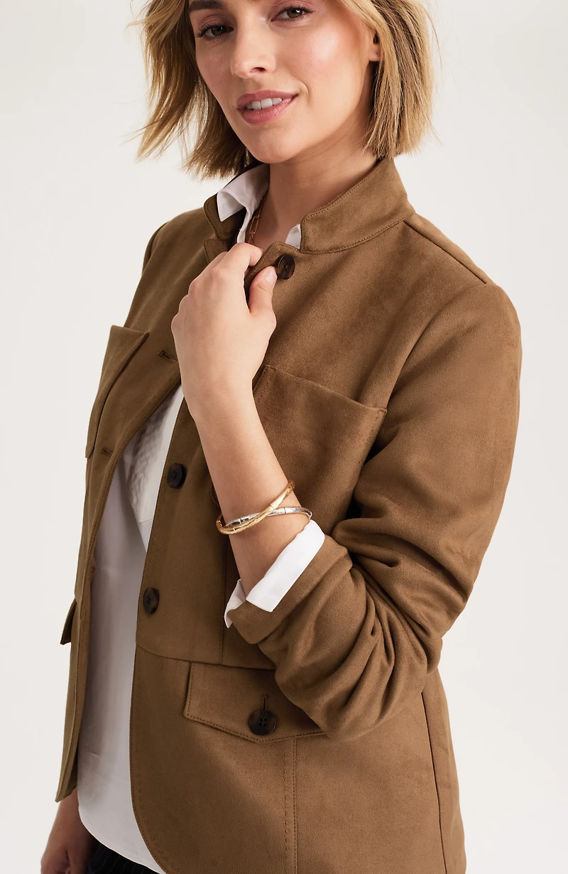 faux-suede patch-pocket jacket