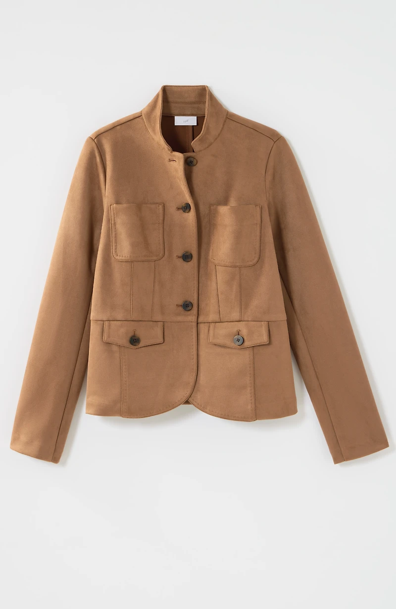 faux-suede patch-pocket jacket