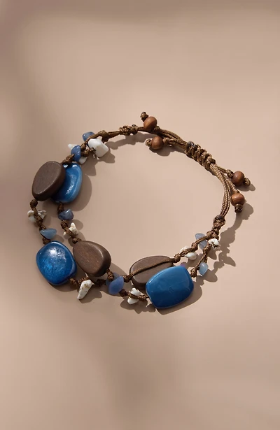 layered wood & beads bracelet