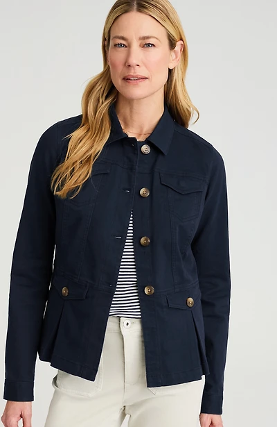 button-front peplum jacket