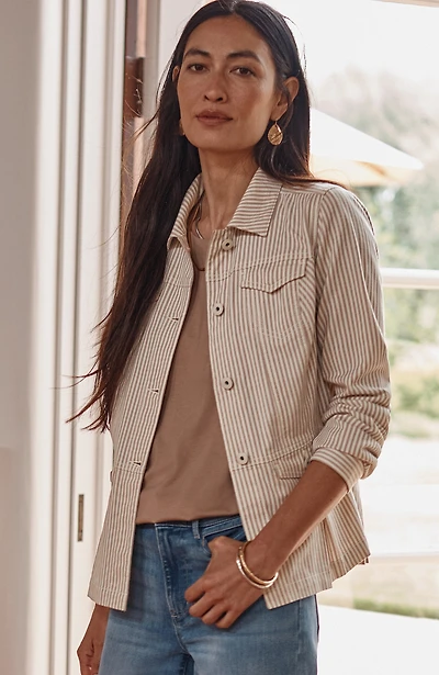 striped chino peplum jacket
