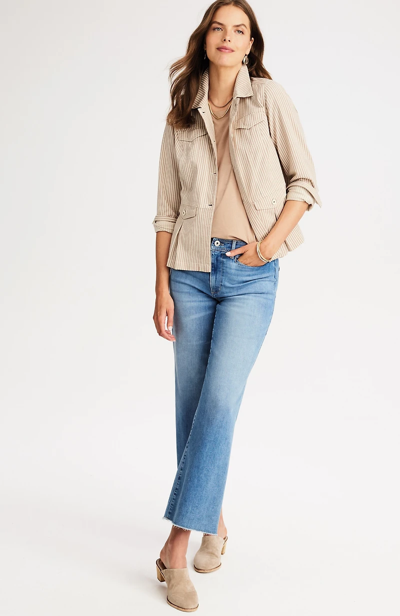 striped chino peplum jacket
