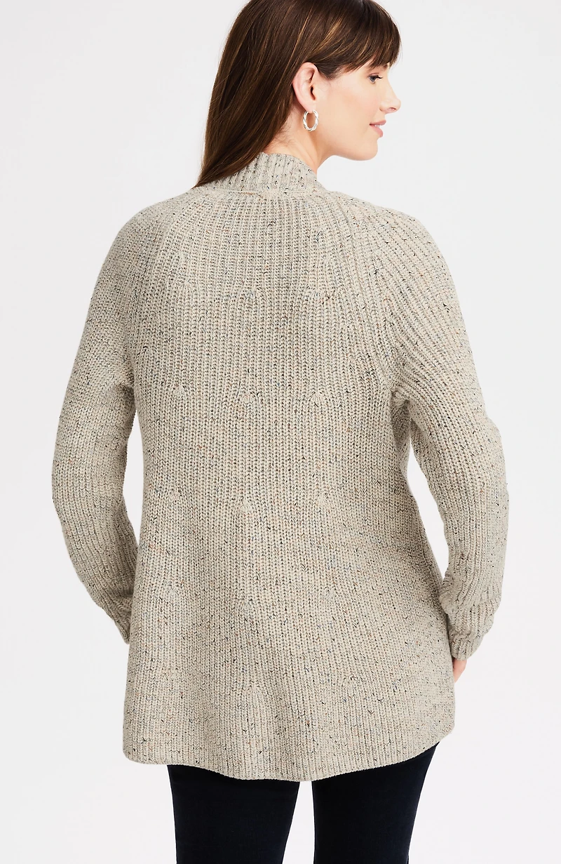 multi-tweed ribbed cardi