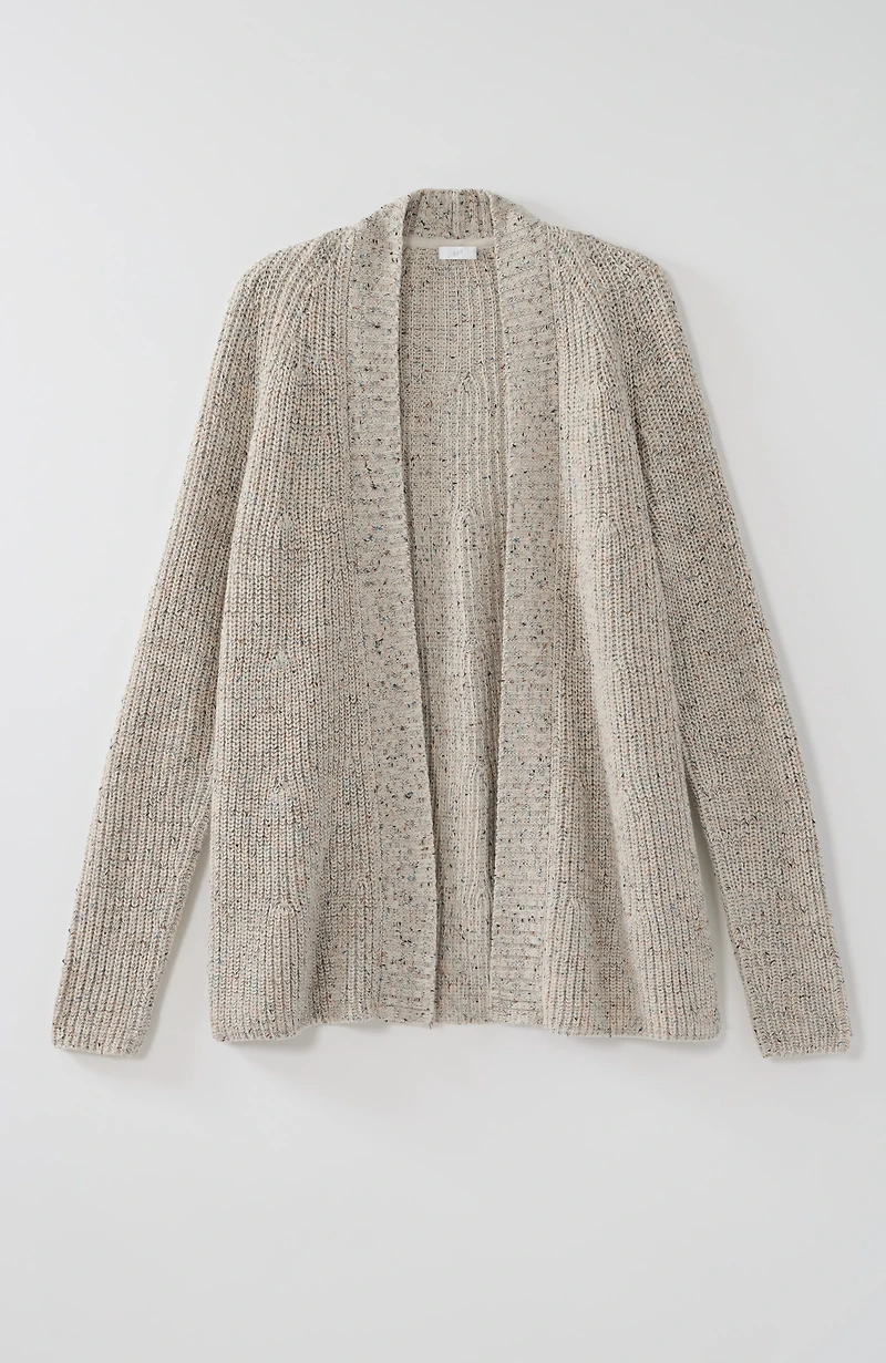 multi-tweed ribbed cardi
