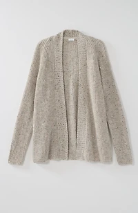 multi-tweed ribbed cardi