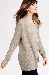 multi-tweed ribbed cardi