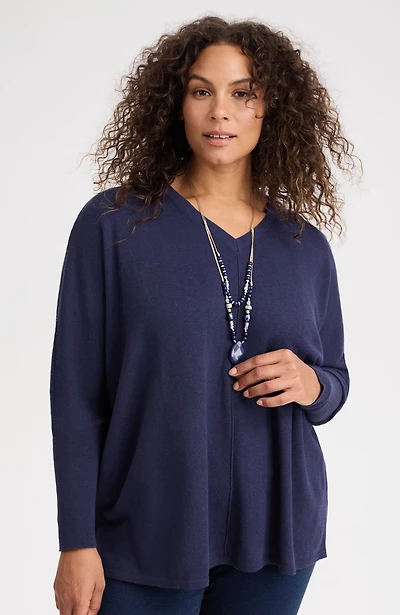 pure jill ribbed-cuffs v-neck pullover