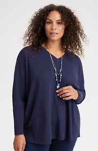 pure jill ribbed-cuffs v-neck pullover