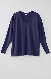 pure jill ribbed-cuffs v-neck pullover