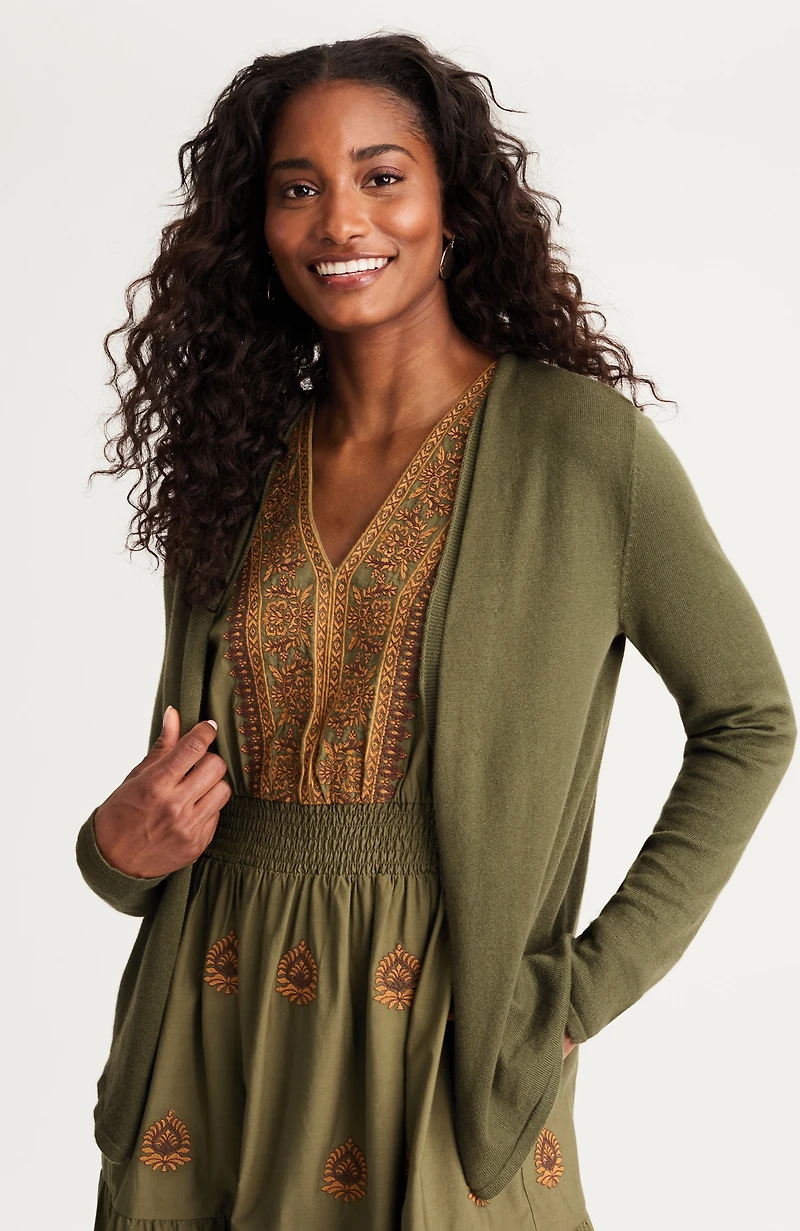 pure jill open-front dress cardi