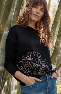 embroidered-blooms relaxed sweatshirt