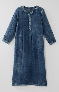pure jill double-cloth indigo henley dress