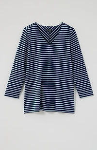 wearever mitered-stripe v-neck top
