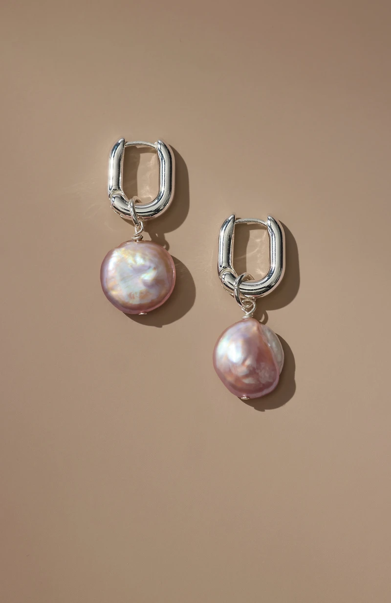 freshwater pearl hoop earrings