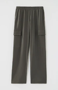 brushed-fleece wide-leg pants