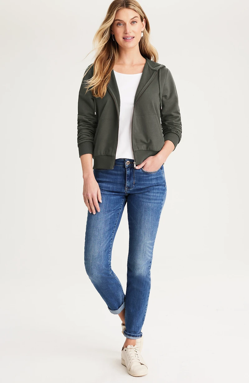 brushed-fleece hooded sweatshirt