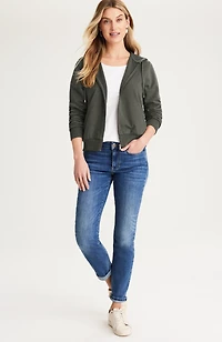 brushed-fleece hooded sweatshirt