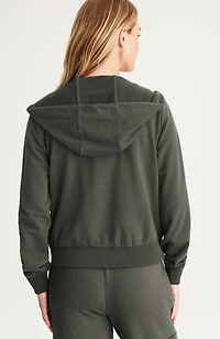 brushed-fleece hooded sweatshirt