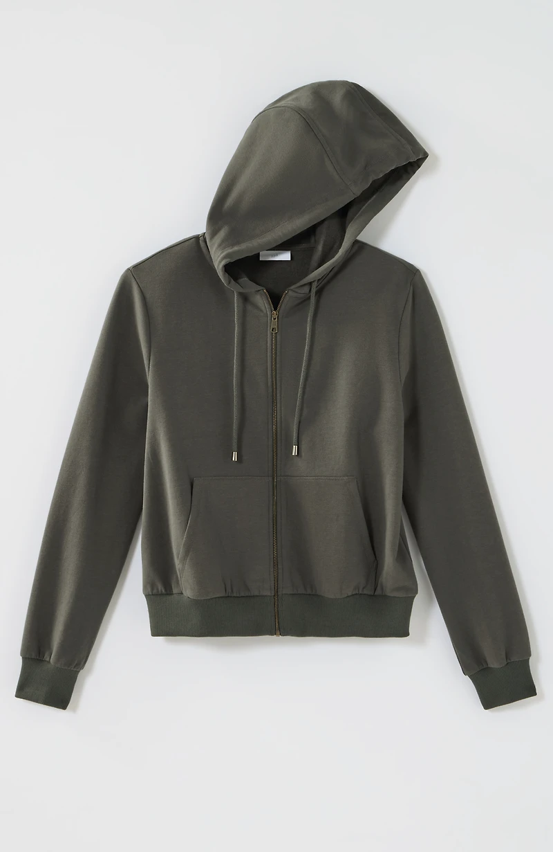 brushed-fleece hooded sweatshirt