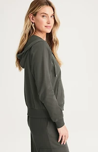brushed-fleece hooded sweatshirt