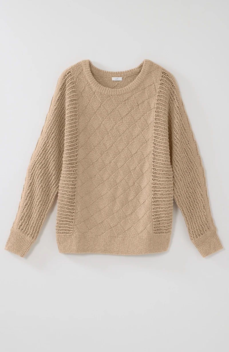 mixed-textures pullover sweater