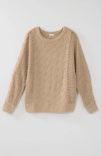 mixed-textures pullover sweater