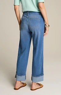 wide-leg cuffed jeans