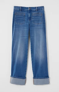 wide-leg cuffed jeans