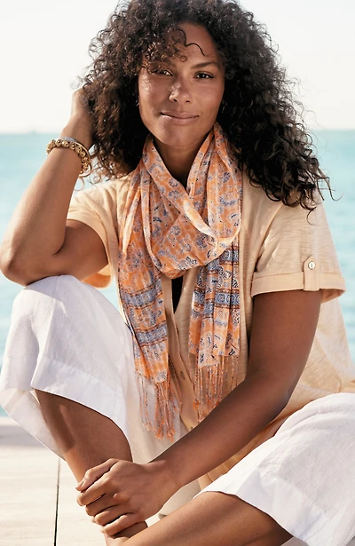 stenciled jacobean skinny scarf