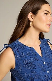cotton-gauze tie-sleeve dress