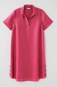 side-button linen shirtdress