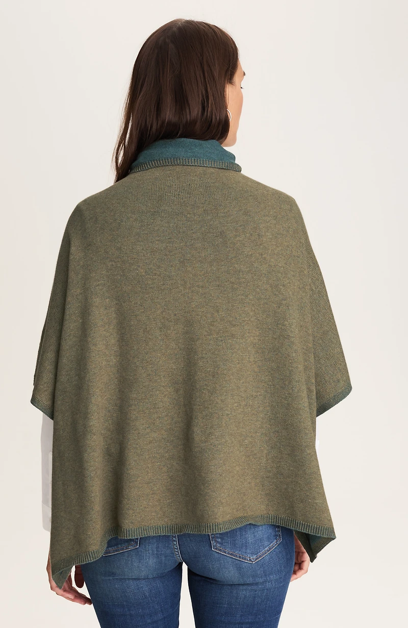 two-tone sweater poncho