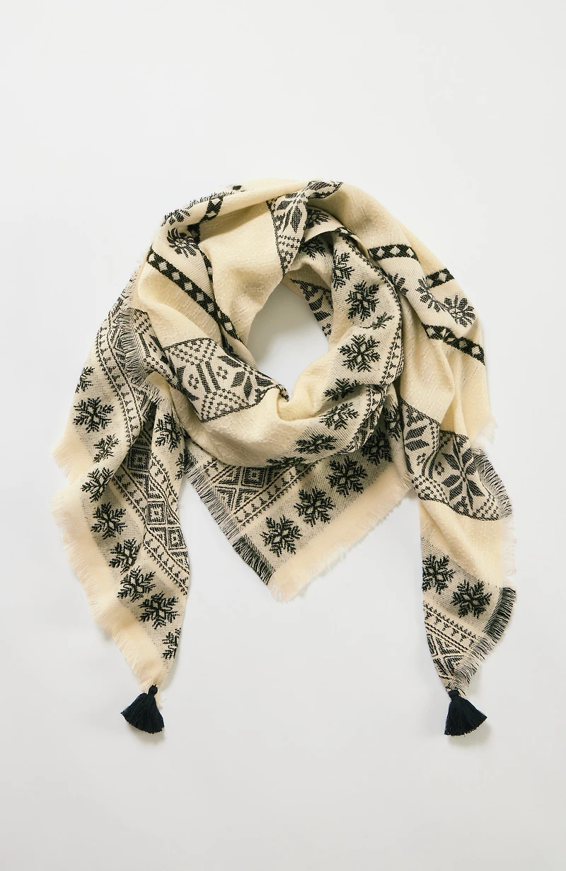 snowflake jacquard triangle scarf