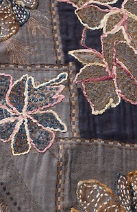 hand-embroidered floral triangle scarf